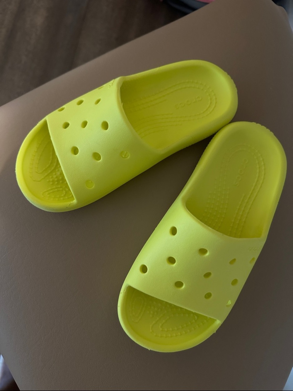 Kids Bright Yellow Slide Croc Sandals size 12